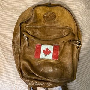 Roots Authentic Canada Flag Leather Backpack